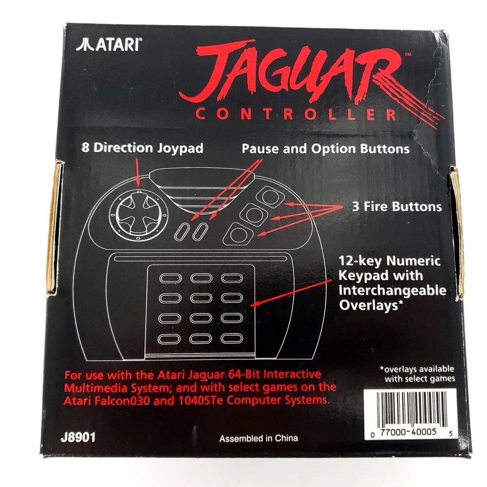 Genuine Atari Jaguar 3-Button Gamepad Controller w/ Box Excellent Tested & Works